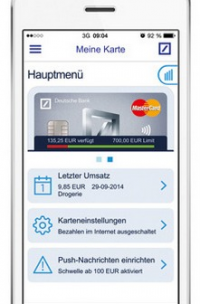 Security-App "Meine Karte" Foto: © 2015 Deutsche Bank